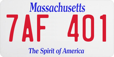 MA license plate 7AF401