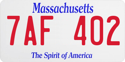 MA license plate 7AF402