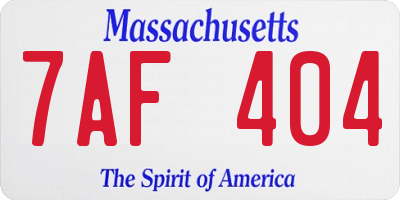 MA license plate 7AF404