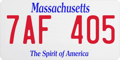 MA license plate 7AF405