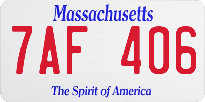 MA license plate 7AF406