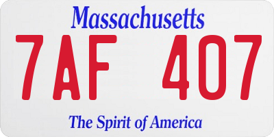 MA license plate 7AF407