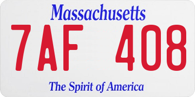 MA license plate 7AF408