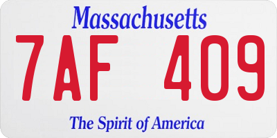 MA license plate 7AF409