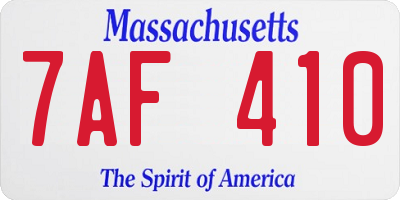 MA license plate 7AF410