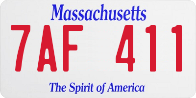 MA license plate 7AF411