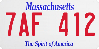 MA license plate 7AF412