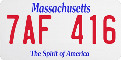 MA license plate 7AF416