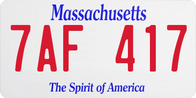 MA license plate 7AF417