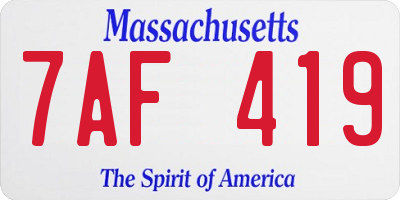 MA license plate 7AF419
