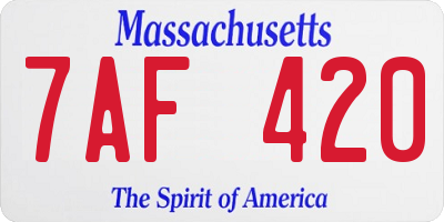 MA license plate 7AF420