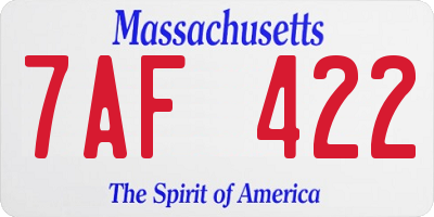 MA license plate 7AF422