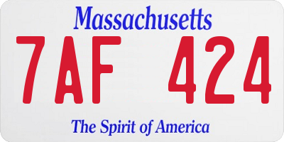 MA license plate 7AF424