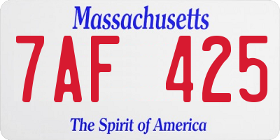 MA license plate 7AF425