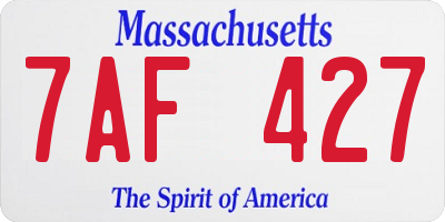 MA license plate 7AF427