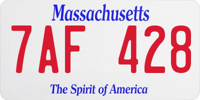 MA license plate 7AF428