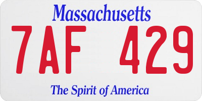 MA license plate 7AF429