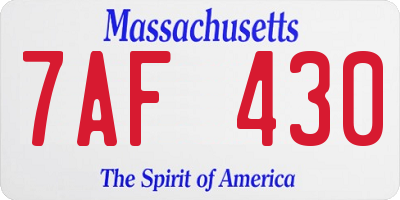 MA license plate 7AF430