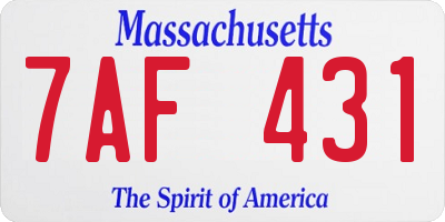 MA license plate 7AF431