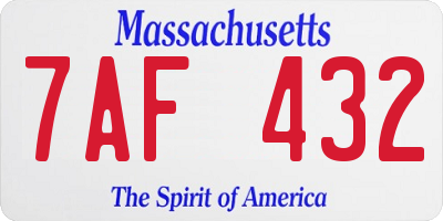 MA license plate 7AF432
