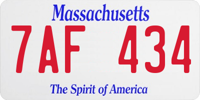 MA license plate 7AF434