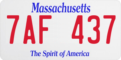 MA license plate 7AF437