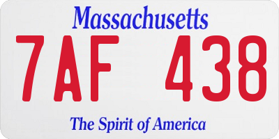 MA license plate 7AF438