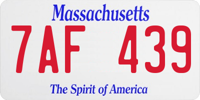 MA license plate 7AF439