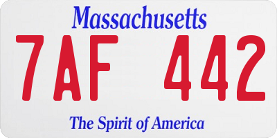 MA license plate 7AF442