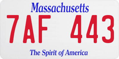 MA license plate 7AF443