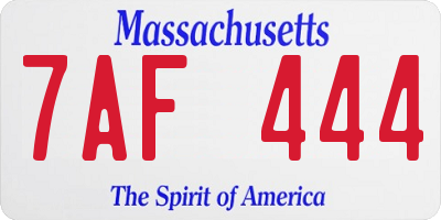 MA license plate 7AF444