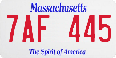 MA license plate 7AF445