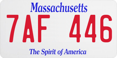 MA license plate 7AF446