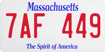 MA license plate 7AF449