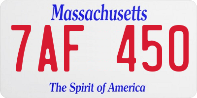 MA license plate 7AF450