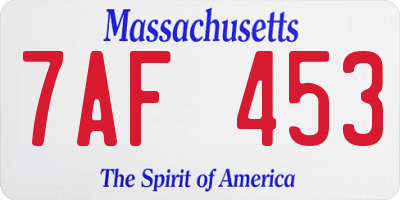 MA license plate 7AF453