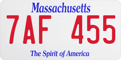 MA license plate 7AF455
