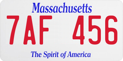 MA license plate 7AF456