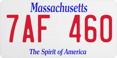 MA license plate 7AF460