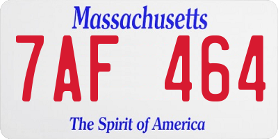 MA license plate 7AF464