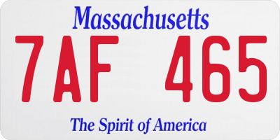 MA license plate 7AF465