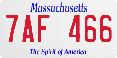 MA license plate 7AF466