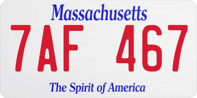 MA license plate 7AF467