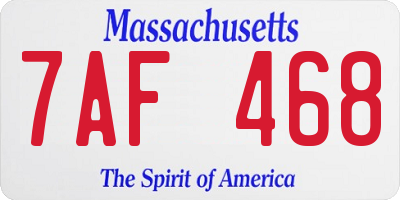 MA license plate 7AF468