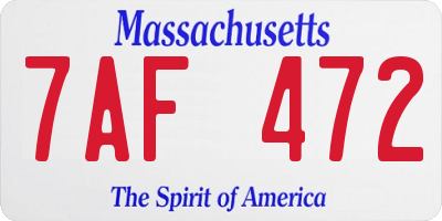 MA license plate 7AF472