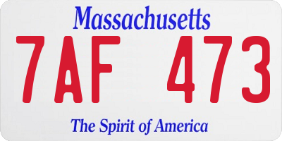 MA license plate 7AF473