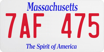 MA license plate 7AF475
