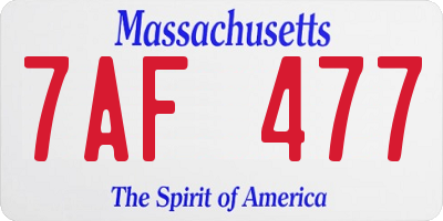 MA license plate 7AF477