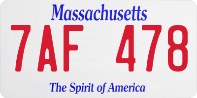 MA license plate 7AF478