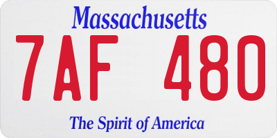 MA license plate 7AF480